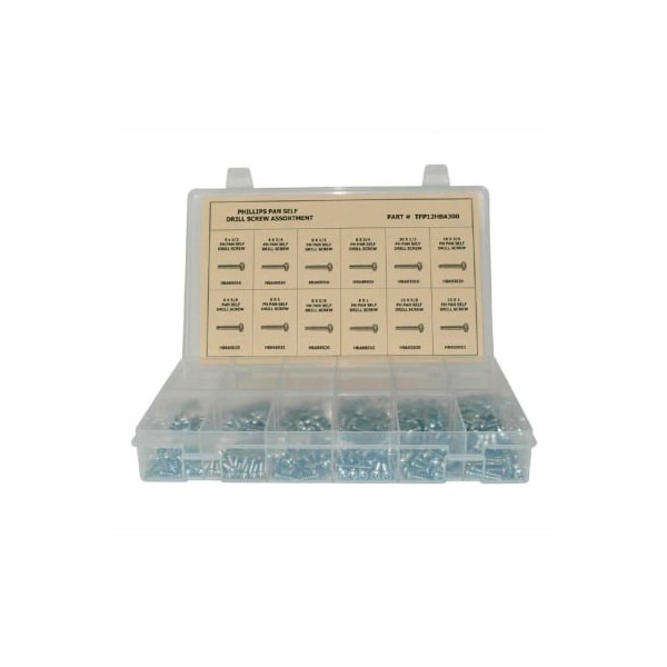 Tapping Screw Assortment, Steel, Zinc Plated Finish
